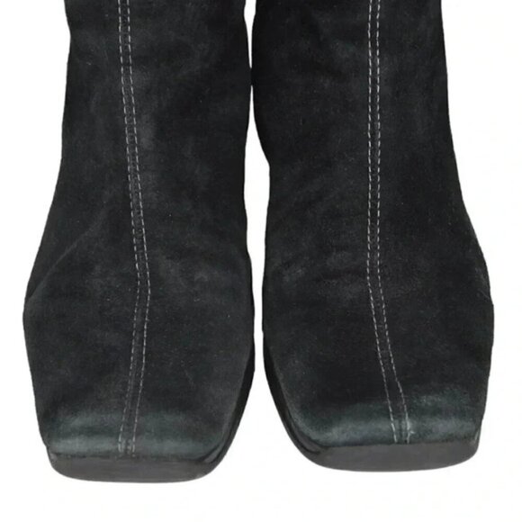 Vintage Hush Puppies Leather Suede Wedge Winter Boots Tall Black Size 9 - Picture 4 of 12